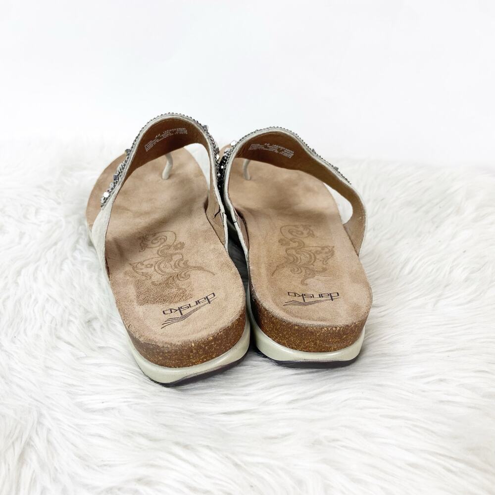 Dansko 42 12 US Womens Pewter Embellished Pamela Leather Thong Comfort Sandals - Picture 3 of 12